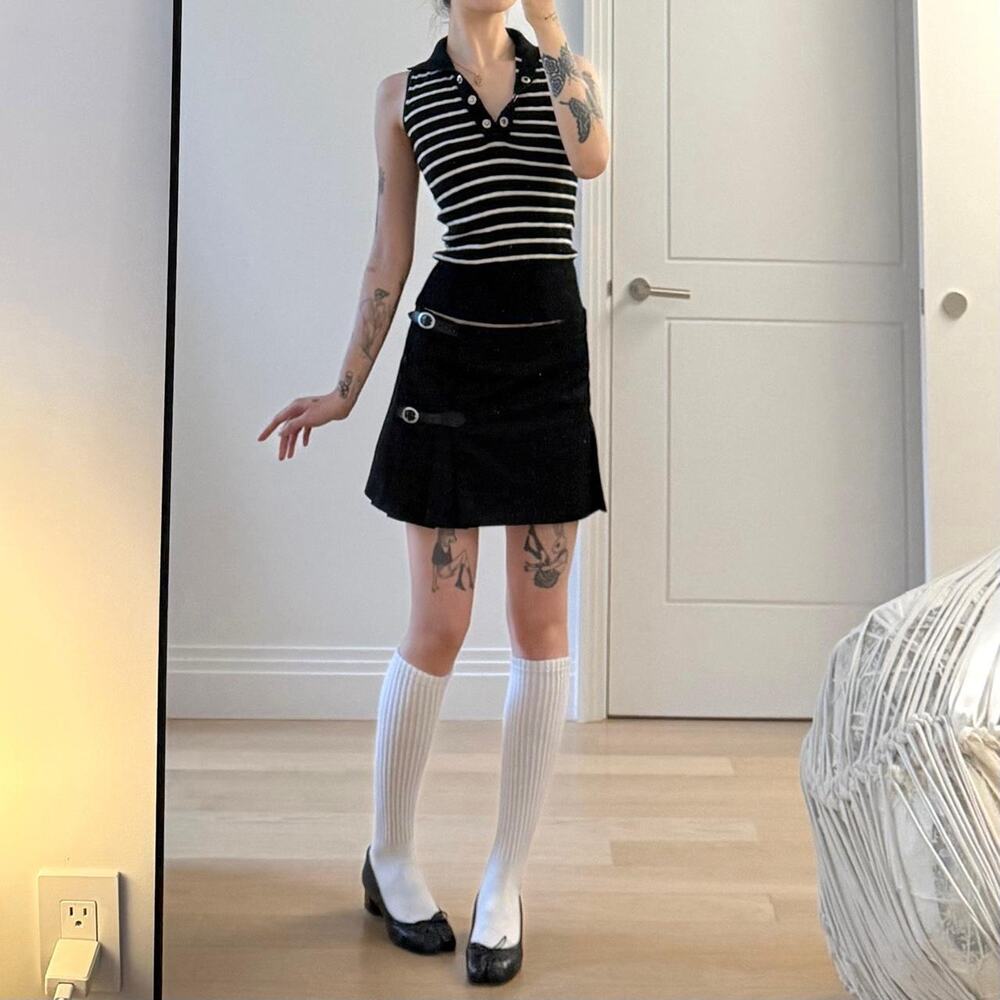 Black and white striped sleeveless